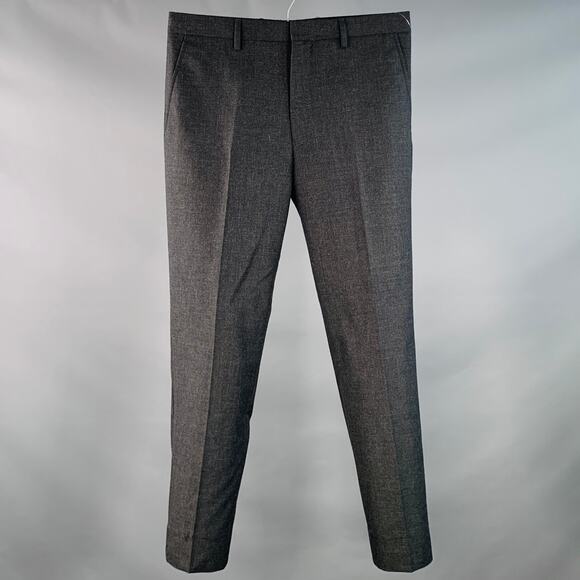 DRIES VAN NOTEN Size 32 Charcoal Grey Wool Flat Front Dress Pants - Picture 1 of 4